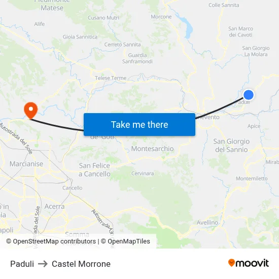 Paduli to Castel Morrone map