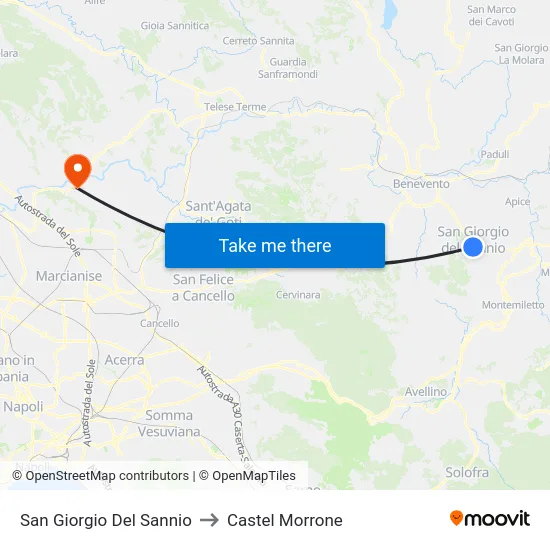 San Giorgio Del Sannio to Castel Morrone map