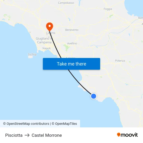 Pisciotta to Castel Morrone map