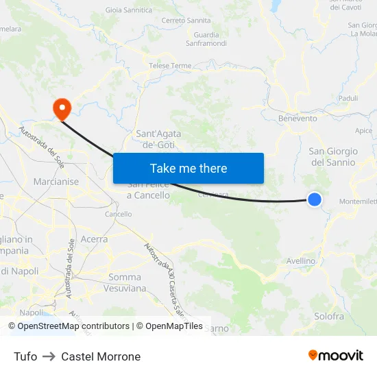 Tufo to Castel Morrone map