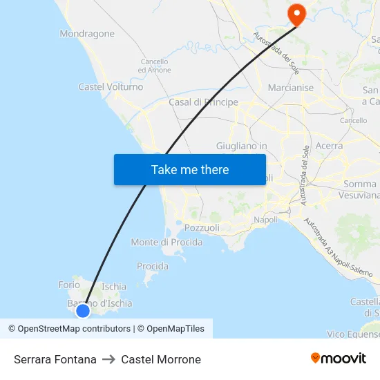 Serrara Fontana to Castel Morrone map