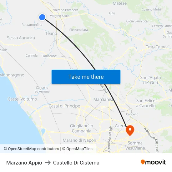Marzano Appio to Castello Di Cisterna map