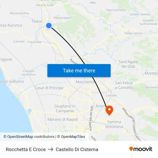 Rocchetta e Croce to Cisterna Castle map