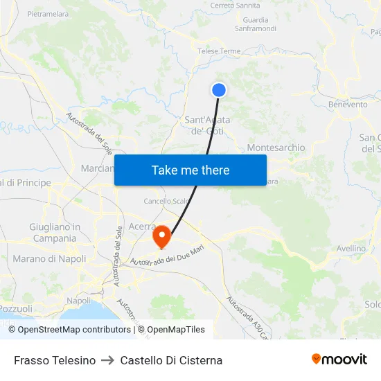 Frasso Telesino to Cisterna Castle map