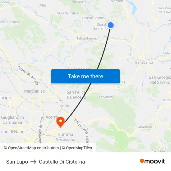 San Lupo to Castello Di Cisterna map