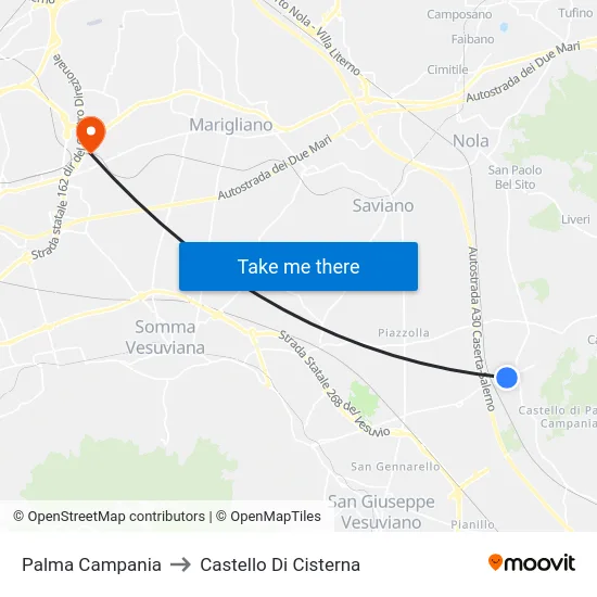 Palma Campania to Castello Di Cisterna map