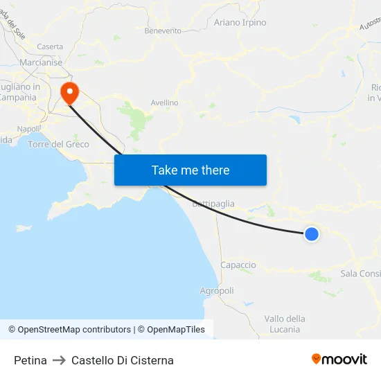 Petina to Castello Di Cisterna map
