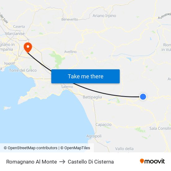 Romagnano Al Monte to Castello Di Cisterna map