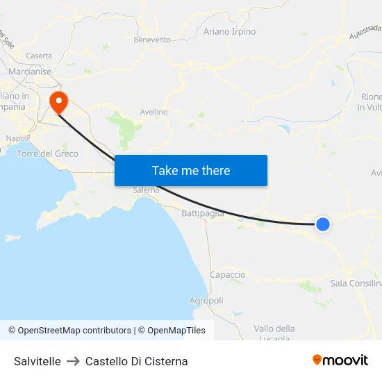 Salvitelle to Castello Di Cisterna map