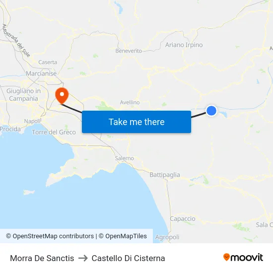 Morra De Sanctis to Castello Di Cisterna map