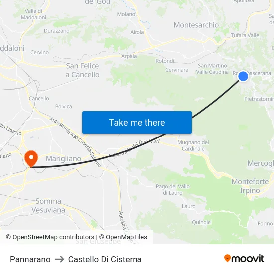 Pannarano to Castello Di Cisterna map