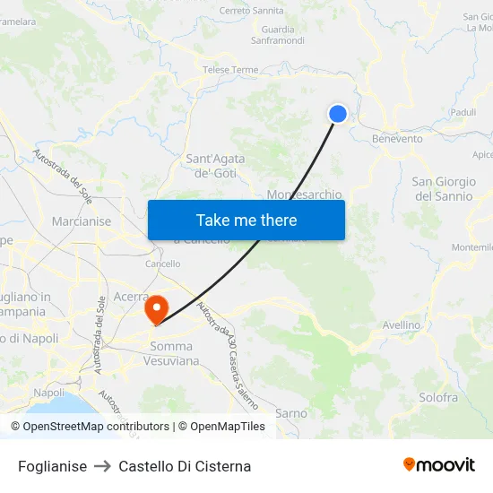 Foglianise to Castello Di Cisterna map