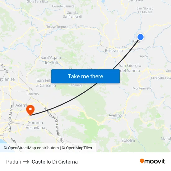 Paduli to Castello Di Cisterna map