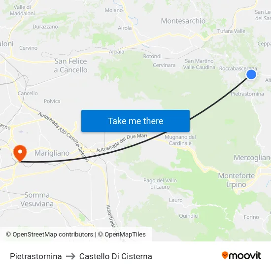 Pietrastornina to Castello Di Cisterna map
