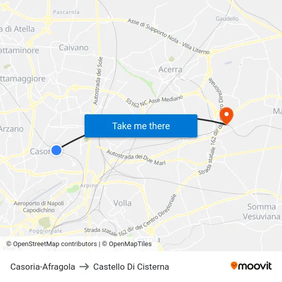 Casoria-Afragola to Castello Di Cisterna map