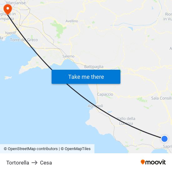 Tortorella to Cesa map