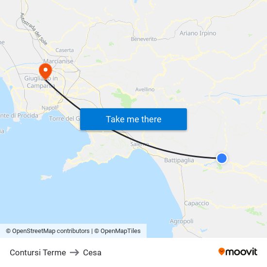 Contursi Terme to Cesa map