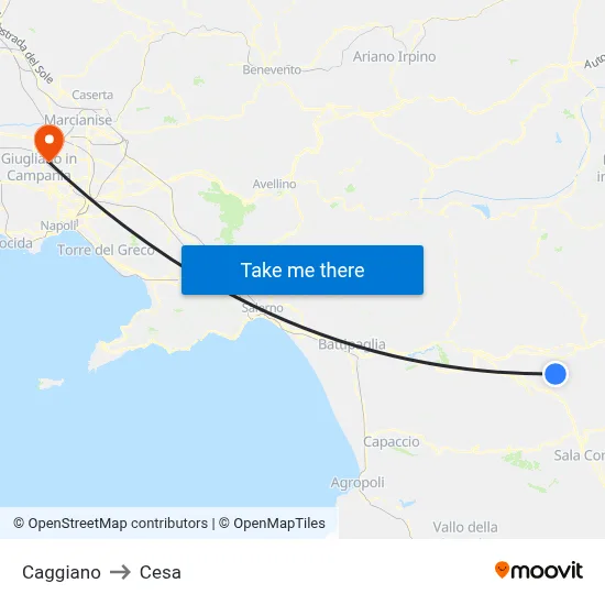 Caggiano to Cesa map