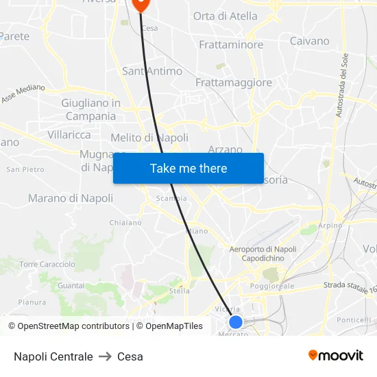Napoli Centrale to Cesa map