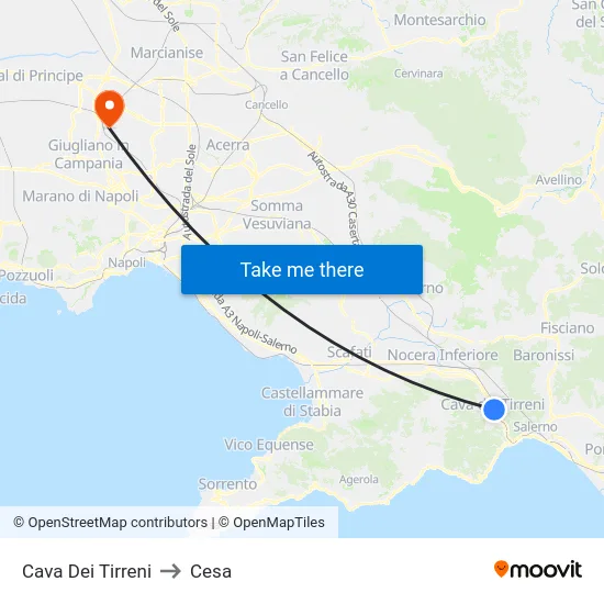 Cava Dei Tirreni to Cesa map