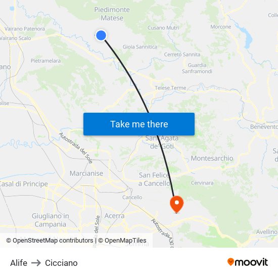 Alife to Cicciano map