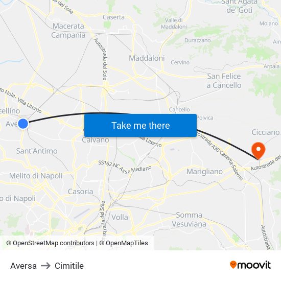 Aversa to Cimitile map