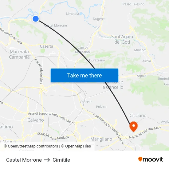 Castel Morrone to Cimitile map