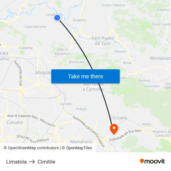 Limatola to Cimitile map