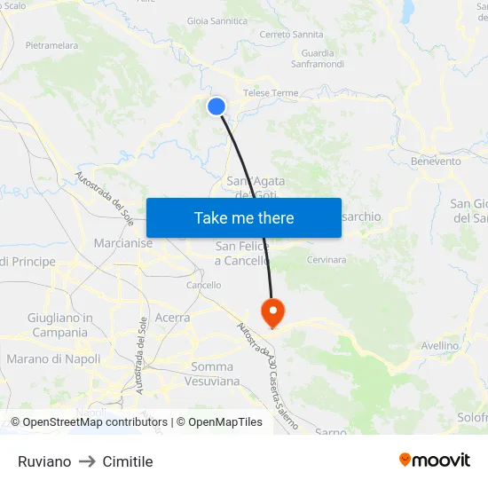 Ruviano to Cimitile map