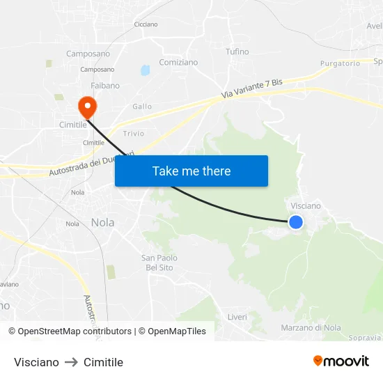 Visciano to Cimitile map