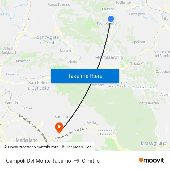 Campoli Del Monte Taburno to Cimitile map