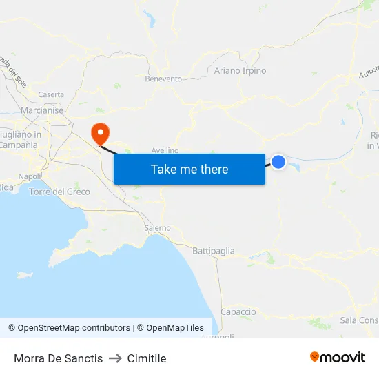 Morra De Sanctis to Cimitile map