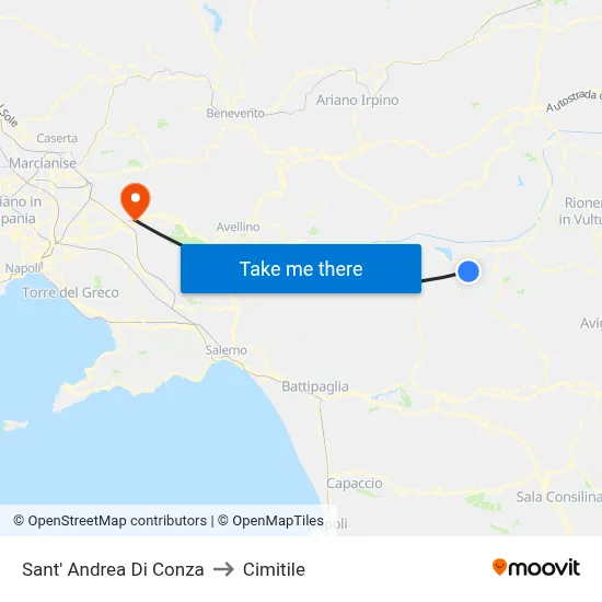 Sant' Andrea Di Conza to Cimitile map