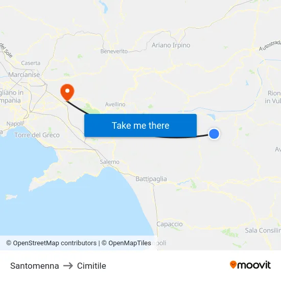 Santomenna to Cimitile map