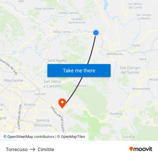 Torrecuso to Cimitile map
