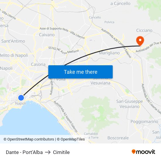 Dante - Port'Alba to Cimitile map