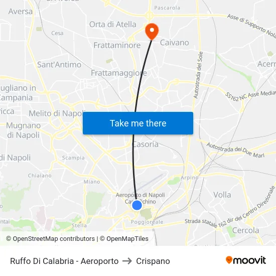 Ruffo Di Calabria - Aeroporto to Crispano map