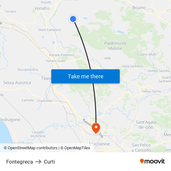 Fontegreca to Curti map