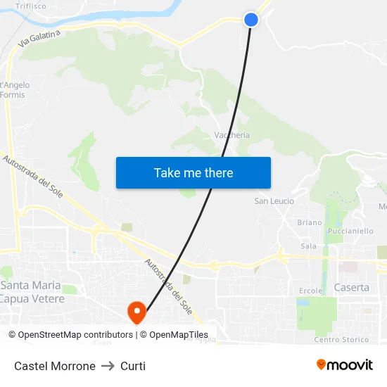 Castel Morrone to Curti map