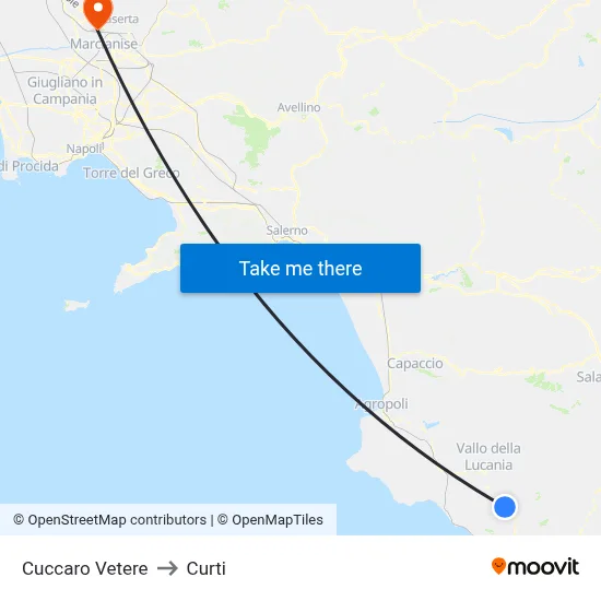 Cuccaro Vetere to Curti map