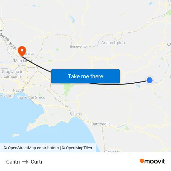 Calitri to Curti map