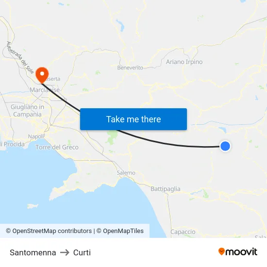 Santomenna to Curti map