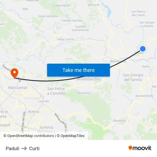 Paduli to Curti map