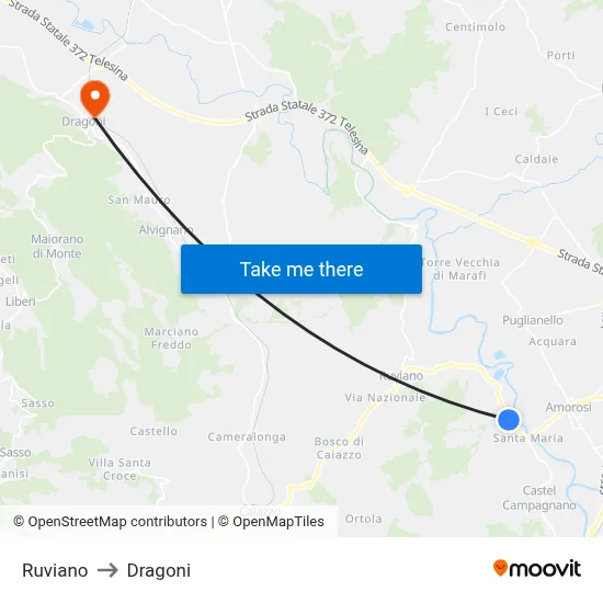 Ruviano to Dragoni map
