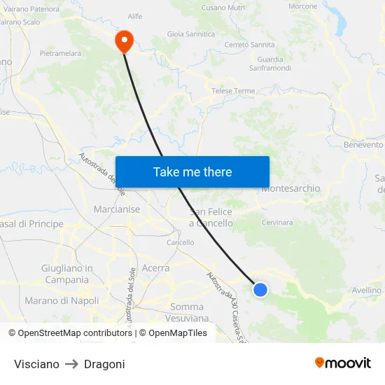 Visciano to Dragoni map