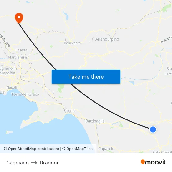 Caggiano to Dragoni map