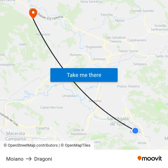 Moiano to Dragoni map