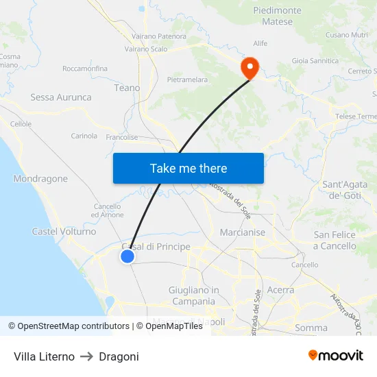 Villa Literno to Dragoni map