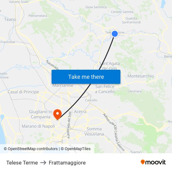 Telese Terme to Frattamaggiore map