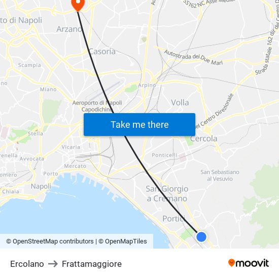 Ercolano to Frattamaggiore map